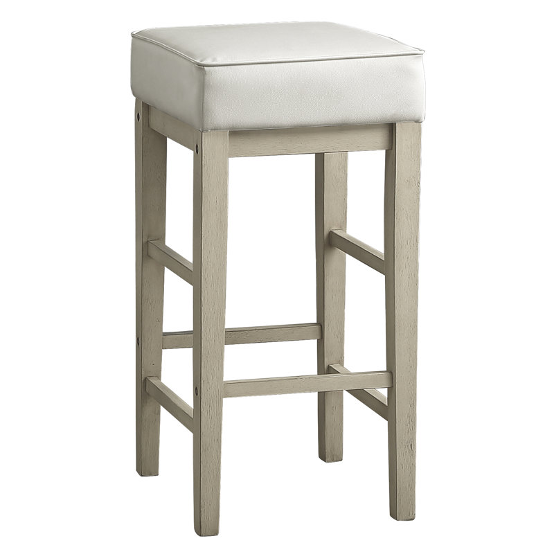 Tabouret de pub de 29 po de hauteur 2, siège en similicuir blanc, structure en bois massif, capacité de poids de 250 lb