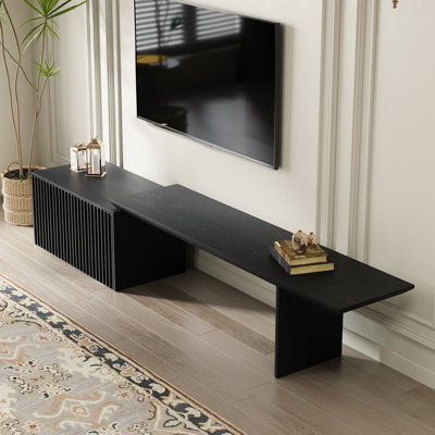 Jarisa Storage Credenza， Retracted Extendable TV Stand -Wood TV Console Media Cabinet with Storage