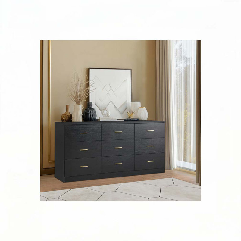 Commode 9 tiroirs, Noir
