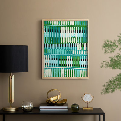 Teal Pattern I Framed Print - Solid Wood