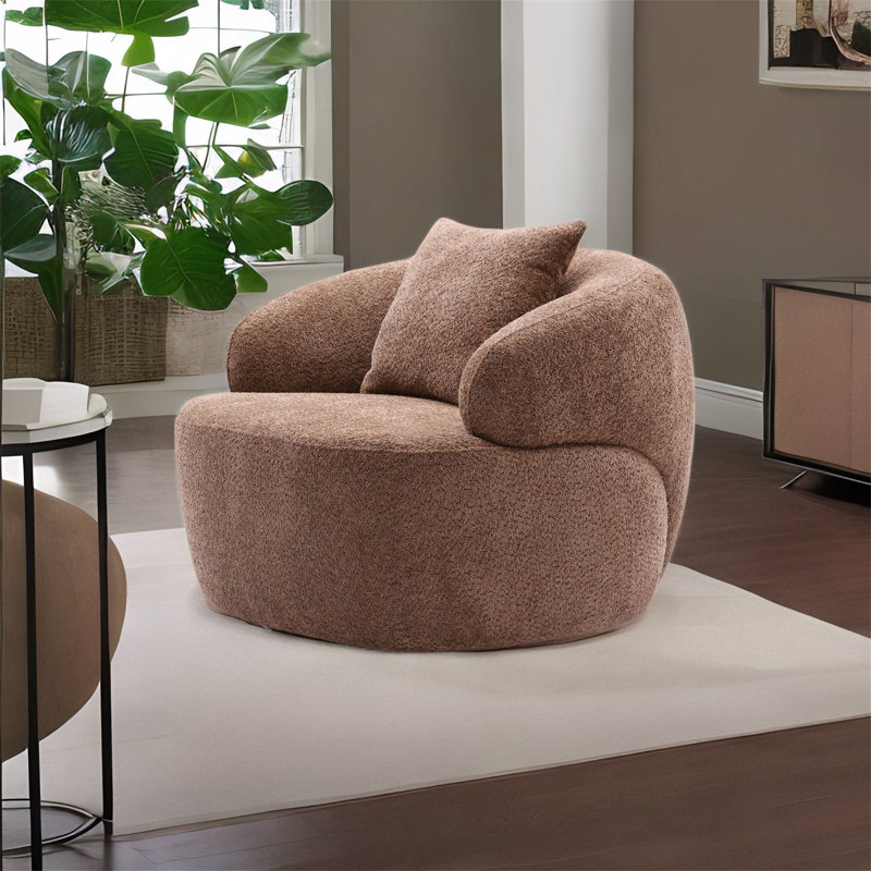 Fauteuil rembourré pivotant, Bouclette brune