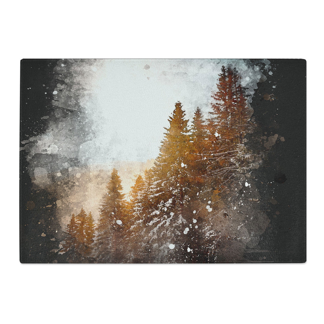 Tempered Glass Sunrise over the Forest Chopping Board