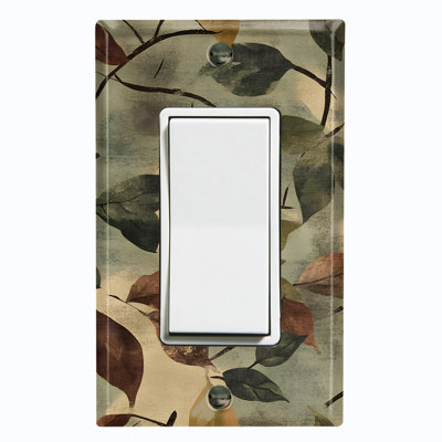 Metal Light Switch Plate Cover; US Standard Size 1 Gang GFI Rocker - Vintage Autumn Leaves