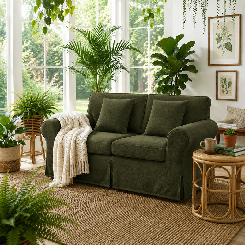 Causeuse rembourrée Greco Vintage, Vert