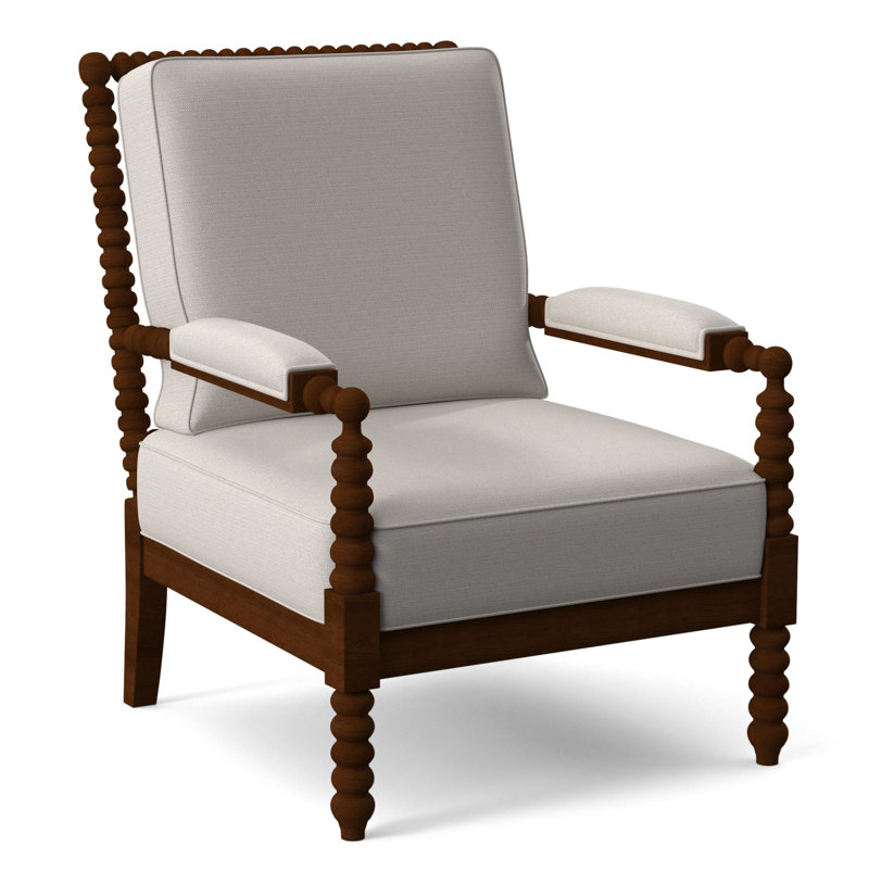 Lind Island 29" Wide Lounge Chair, Coffee Finish, White Textured Performance; 0865-91