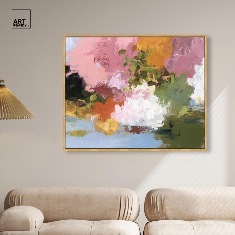 Décoration murale sur toile Color Composition II par Art Remedy, cadre doré, 45 x 36, H 37 po x l 46 po, Encadrement doré
