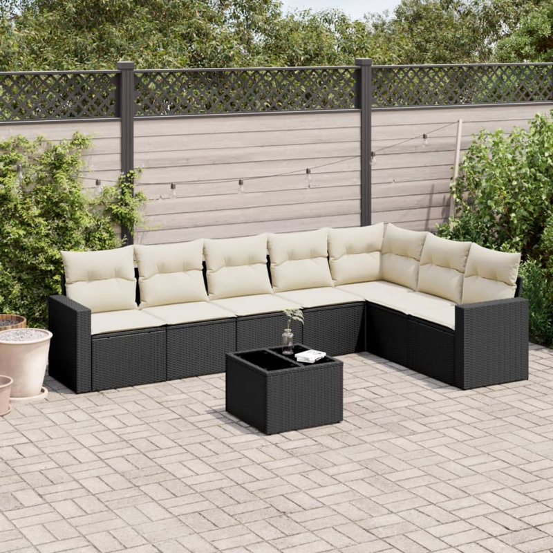 Ensemble de canapé de jardin Vidaxl noir, crème