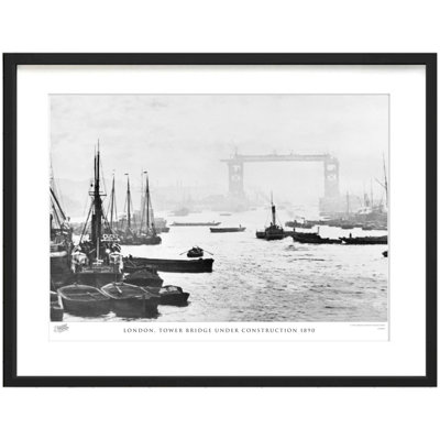 London, Tower Bridge Under Construction 1890 by Francis Frith - Single Picture Frame Print