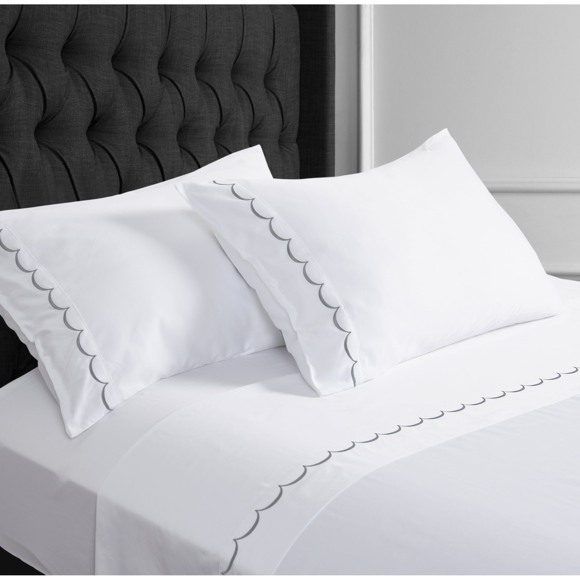 Camillo Sateen Sheet Set, Twin Sheet Set + Fitted Sheet + 1 Pillowcase, Gray