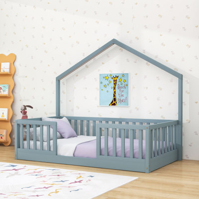 Montessori Floor Bed with LED Light and High Rails