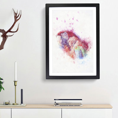 Red Scarlet Macaw Parrot in Abstract - Picture Frame Painting Print