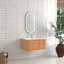 Meuble-lavabo de salle de bain flottant 30 po au fini noyer naturel, bords arrondis lisses, cuve en céramique blanche, pré-assemblé, tiroir intelligent, mécanisme de fermeture en douceur