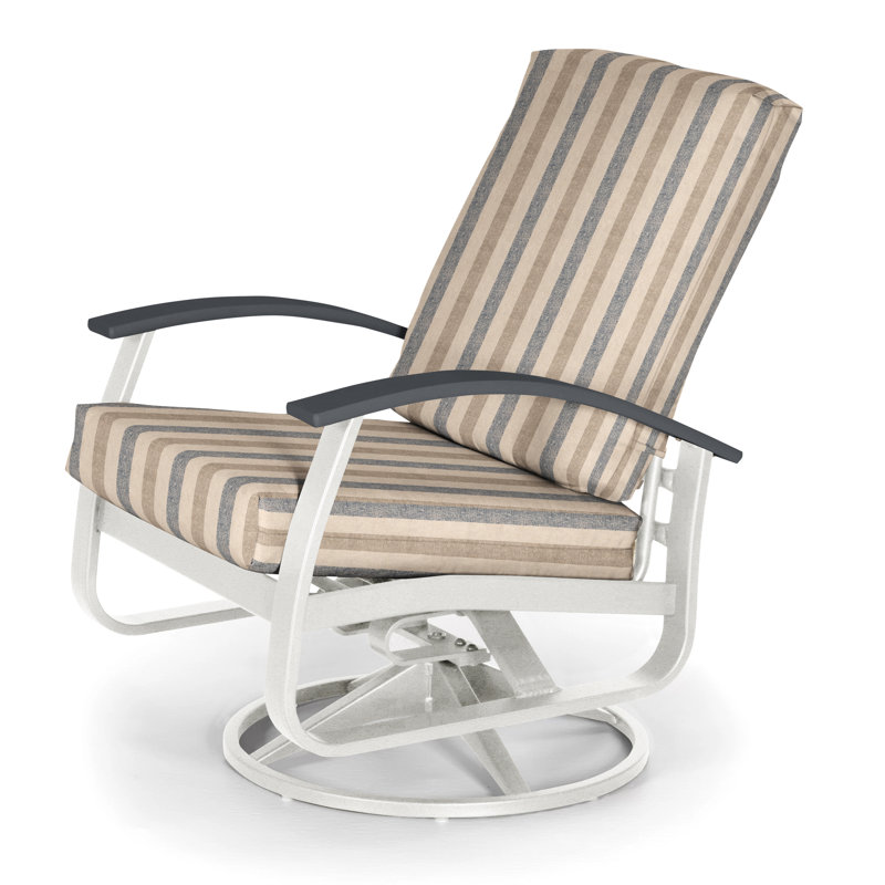 Askar Swivel Powder Coated Aluminum Outdoor Lounge Chair, Cast Ash Sunbrella® Plainweave, Textured Snow, Classic Graphite P30