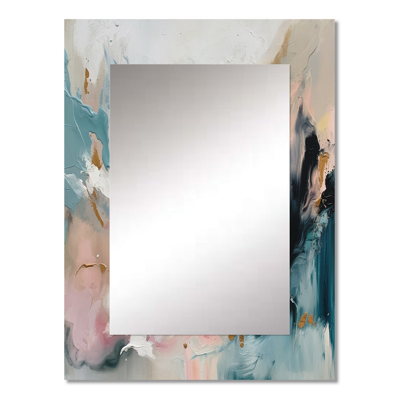 Delicate Brushstrokes Abstract Painting V - Abstract Painting Mirror, Modern Unique Wall Mirror, Printed Metal Art, 32" x 24"
