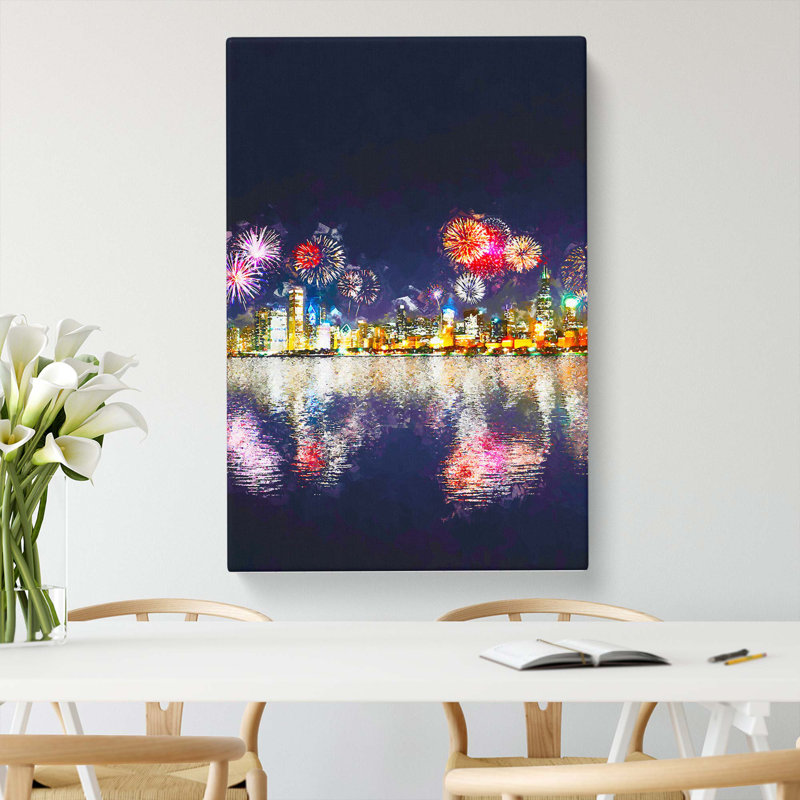 Fireworks Above the Chicago in Abstract - Wrapped Canvas, 50cm H x 35cm W x 3cm D