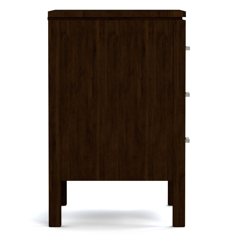 Origins 3 - Drawer Solid Wood Nightstand, Nickel