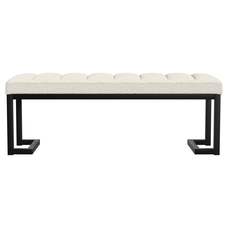 Banc rembourré capitonné Mira Vanilla Boucle