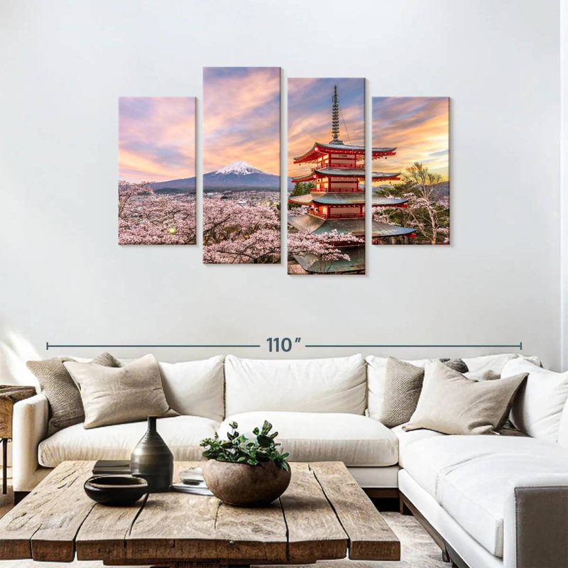 Nicci Chureito Pagoda In Spring, 48" H x 75" W