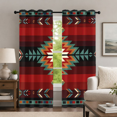 Rideaux à motifs géométriques tribaux (lot de 2), style sud-ouest américain, imprimé bohème, à œillets, pour la décoration de la chambre et du salon.