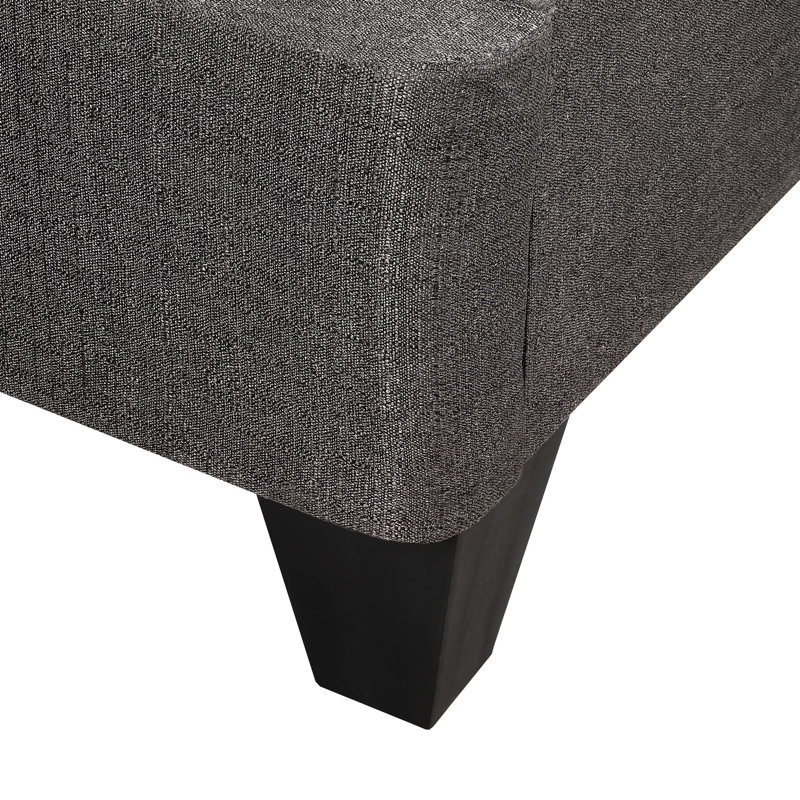 Structure de lit tapissier pleine grandeur gris foncé, sommier plateforme 14 po, contemporain, bois, sans sommier, base contemporaine rembourrée, taille, fabrication en bois,