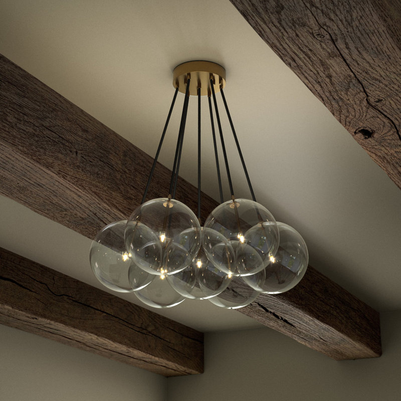 Cloud 7 Globe Chandelier-Burnished Brass, Burnished Brass