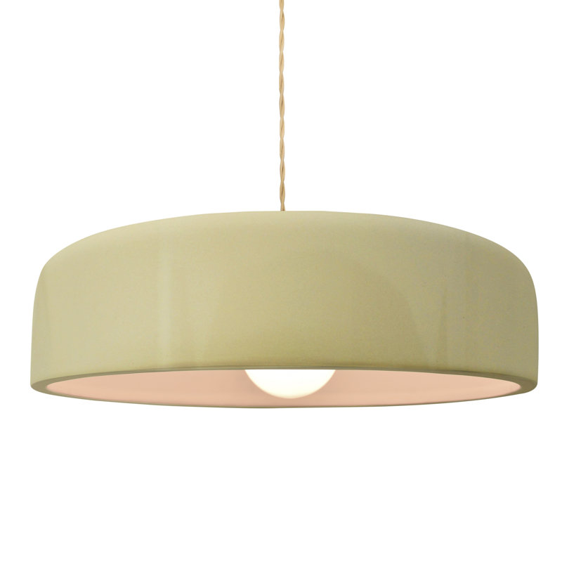 Radiance - Spire 1-Light Pendant - Vanilla (Gloss) - Brushed Nickel - 16"W x 4.5"H - Dedicated LED - Beige Twist Cord