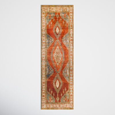 Mags Machine Washable Oriental Burnt Orange/Orange Area Rug