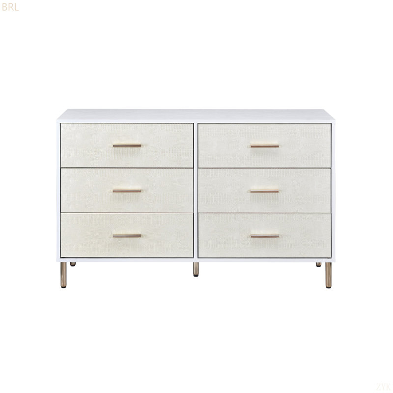 Commode blanche, champagne et or Myles, Champagne / or / blanc
