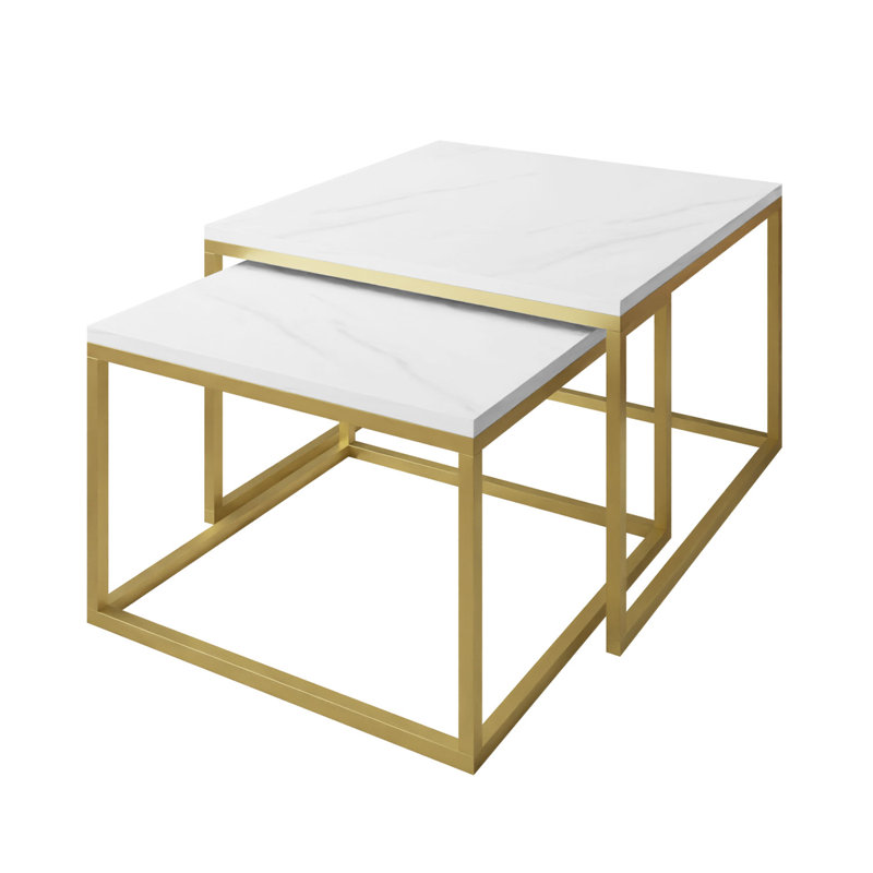 Cotsen Frame Coffee Table, Gold, Levanto marble