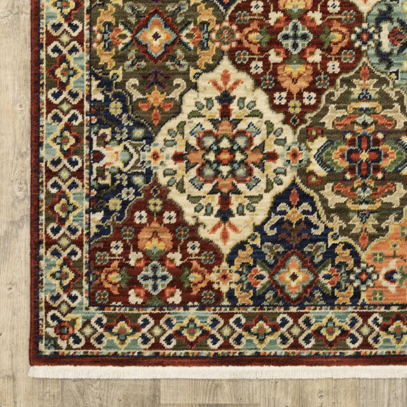 Tapis de couloir oriental rouge et ivoire 2 'X 10'