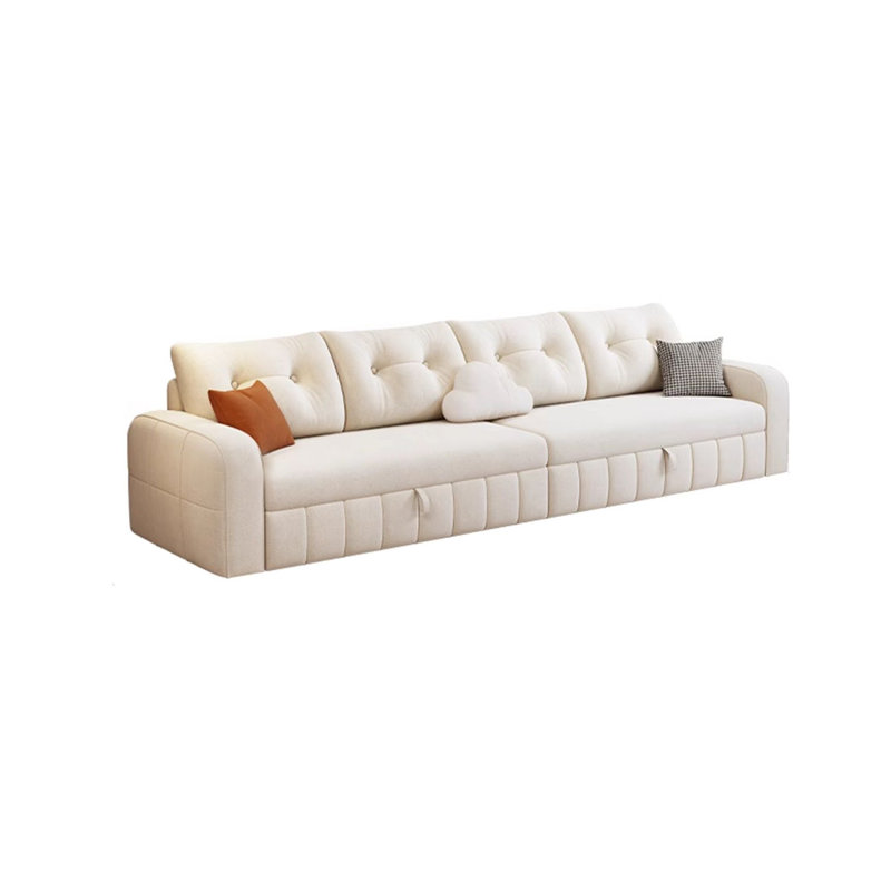 Canapé-lit modulaire en similicuir blanc crème, H 35,43 po x l 121,26 po x P 34,65 po
