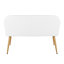 Banc blanc en similicuir à haut dossier en acier doré, style contemporain pour plus de confort, deux places, usage intérieur seulement, limite de 500 lb, assemblage nécessaire en acier et banc, conception moderne avec utilisation, poids-2074010424-2074010429