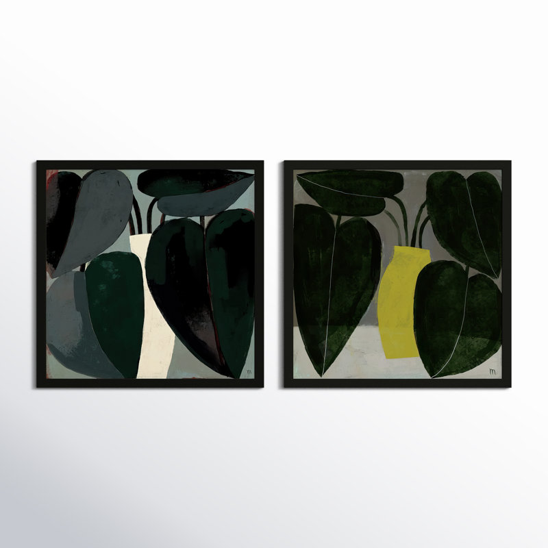Plant Set Of 2 Painting by Studiom, 36" H x 36" W, Black