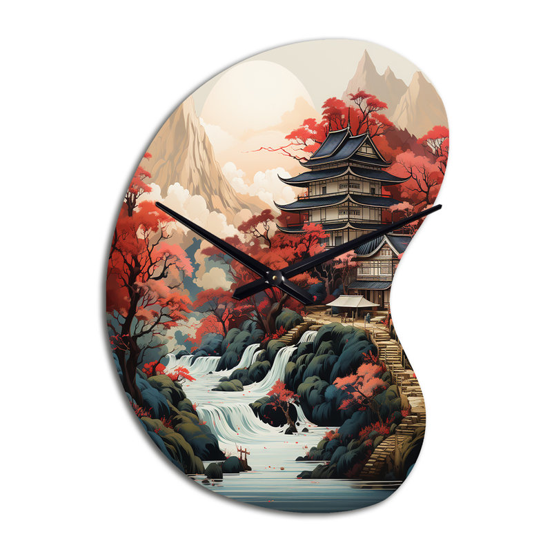 Art asiatique, paysage, horloge murale, Petit