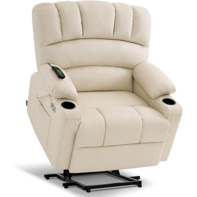 Waddells 27.2'' Extra Wide Power Recliner Lift Chair with Massage and Heat, Faux Leather
