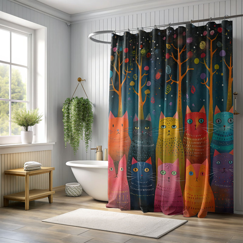 Rideau de douche 1 pièce Art Fur, H 74 po x l 71 po