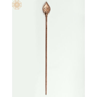 31" Copper Lord Karttikeya Murugan Vel Bhala – Handmade Sacred Spear with Tamil Om & Tripunda for Home Temple & Spiritual Décor