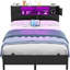 Base de lit en métal avec tête de lit, lumières DEL et ports USB Kailynn, grand espace de rangement-538541178-538541172