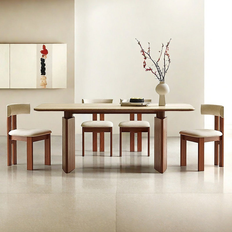 Cave stone slab rectangular dining table, 29.53"H x 70.87"L x 31.5"W
