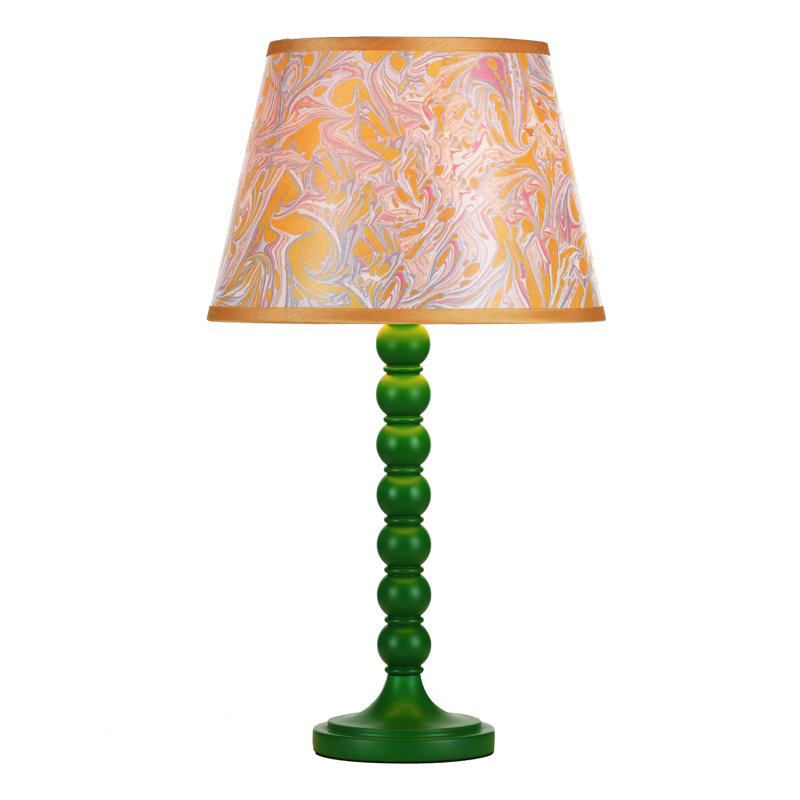 Wood Table Lamp Lamp, Orange, Green