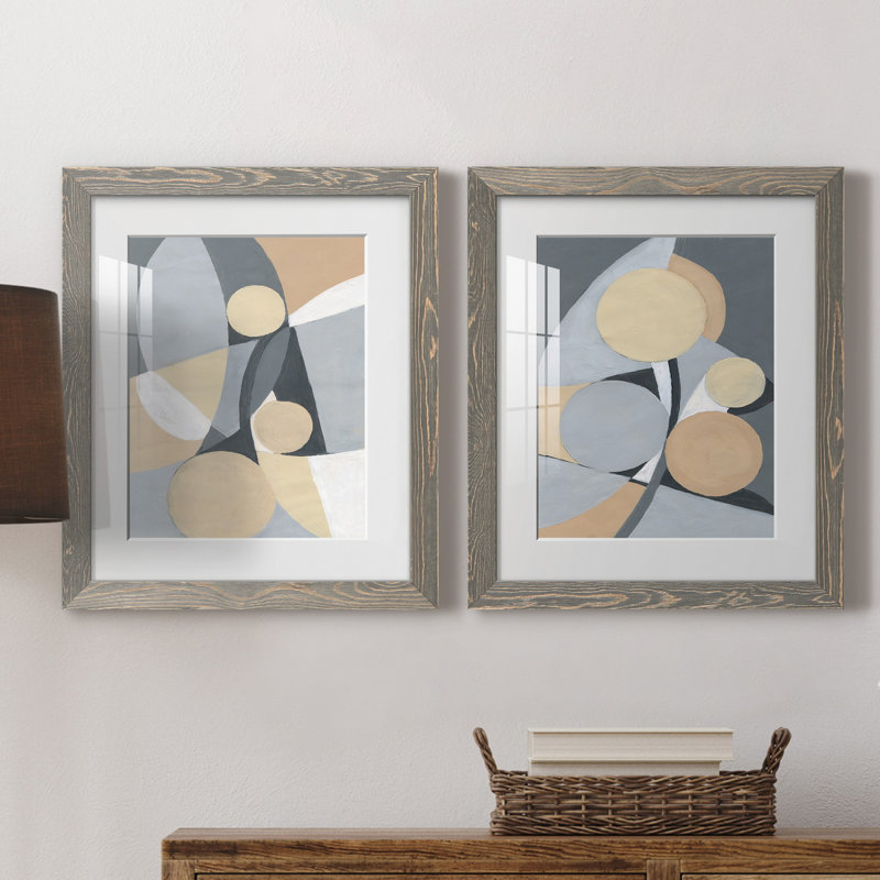 " Millenium I " 2 - Pieces, White, 24" H x 20" W x 1" D, Grey Paper