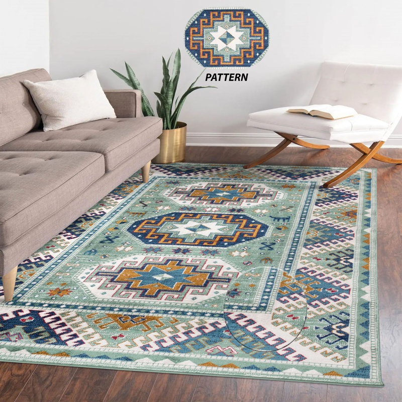 Brayhan Green Indoor/Outdoor Rug, Rectangle 50 x 80cm