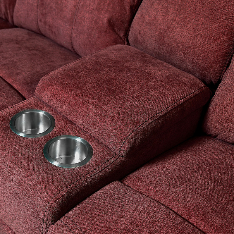 Canapé modulaire inclinable Akul, 100 % polyester rouge