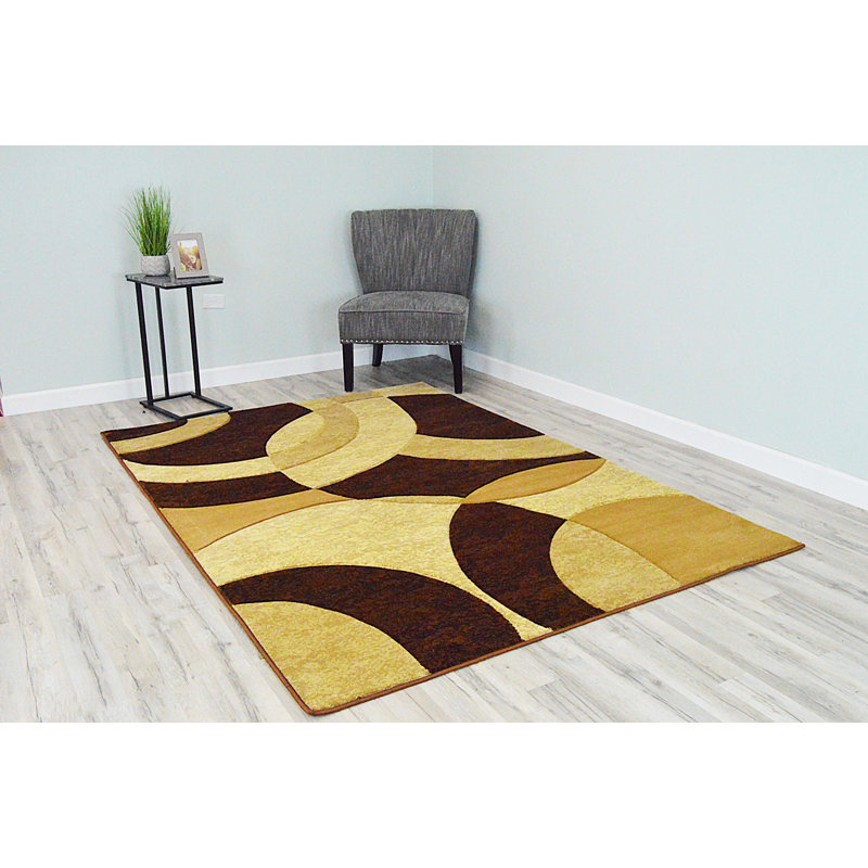 Tapis de zone brun/crème abstract Mccampbell, Rectangle 5 pi x 7 pi