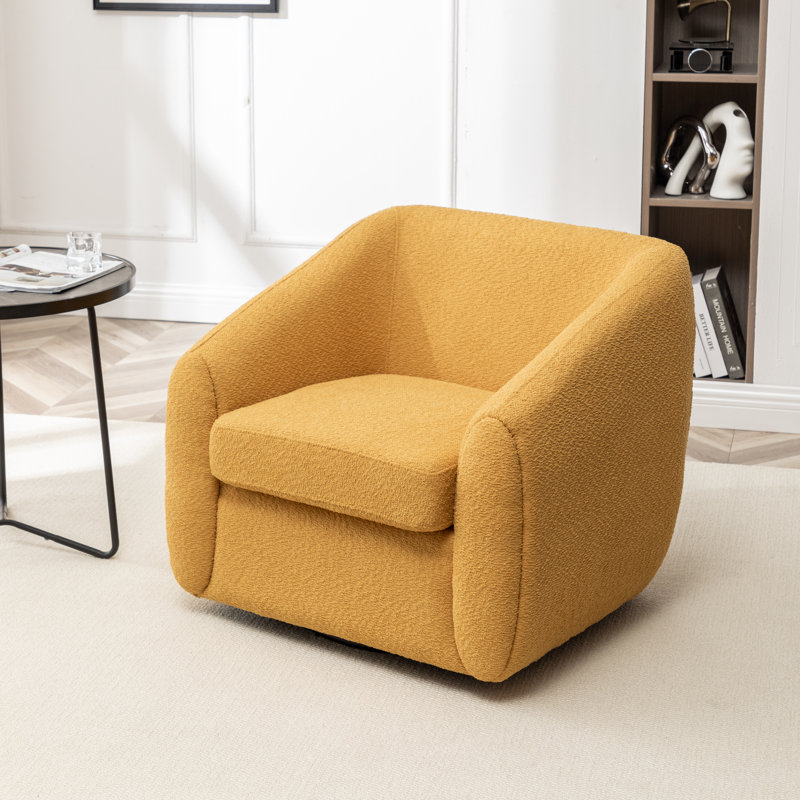 Shively 32'' Wide Upholstered Swivel Chair, Yellow