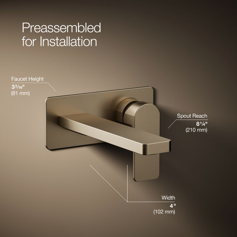 Parallel Wall-Mount Single-Handle Bathroom Sink Faucet, Vibrant Brushed Bronze