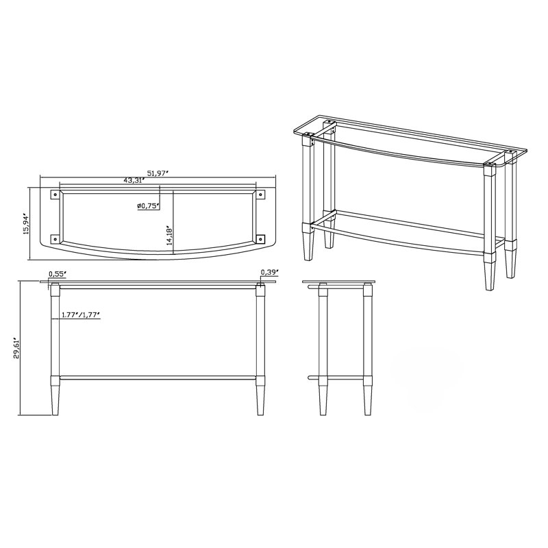 Contemporary Rectangular Glass Top Sofa Table