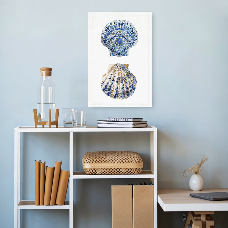 Boho coquillages, reproduction d'art contemporain abstrait, H 18 po x l 12 po