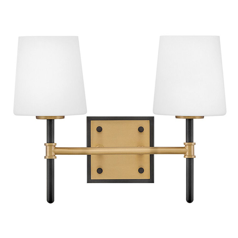 Saunders 2 - Light Bath Sconce, Black/Lacquered Brass