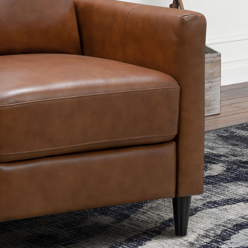 Fauteuil inclinable en cuir fleur , Cuir fleur camel